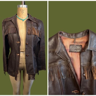 RODEO QUEEN Vintage 50s 60s Goat Skin Leather Fringe Jacket | 1950s 1960s Goat Skin Western | Cowgirl, Southwestern, Boho | Women's Small 
