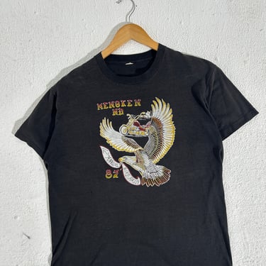 Vintage 1987 Menoken, North Dakota Biker Rally Tee Size Large