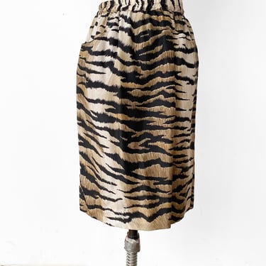 1980s Black + Tan Tiger Stripe Skirt sz. S-M