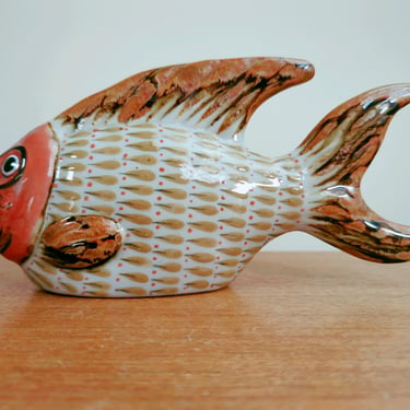 Vintage Tonala Fish Figurine | Artisanias Erandi | Browns Blue | Mexico 
