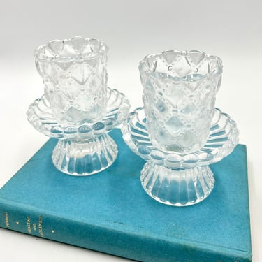 Vintage 90's Partylite Quilted Votive Candle Holders with Stands, Tealight Cup, Retired, Glassware 