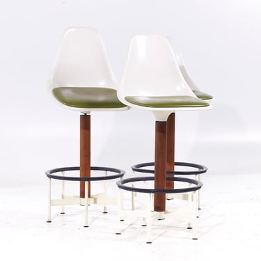 Eero Saarinen Style Burke Mid Century Barstools - Set of 3 - mcm 