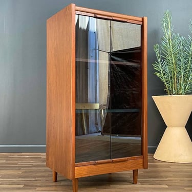 Mid-Century Modern Walnut & Smoke Glass Cabinet, c.1960’s 