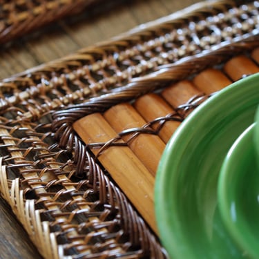 Vintage Rattan Bamboo and Reed Placemats | Set of 5 