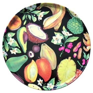 Tropical Fruits Porcelain Serving Tray Platter by Philippe Deshoulieres for Limoges 