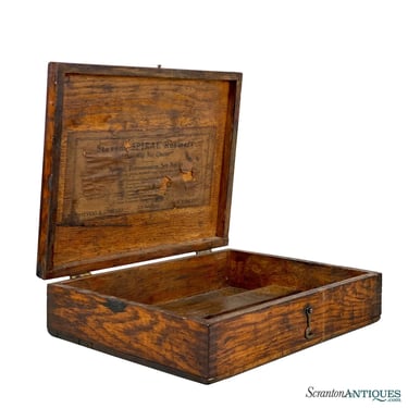 Antique Traditional Farmhouse Oak Tool Box Machinist Chest
