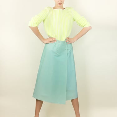 Courreges Couture c. 1970's/80's Mint Green A Line Skirt 
