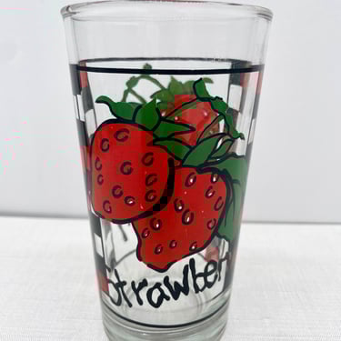 Vintage KIG Strawberry Juice Drinking Glass Cocktail Tumbler 