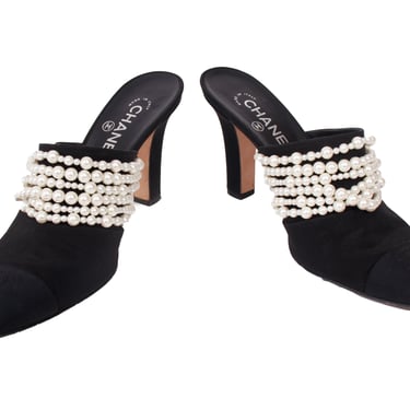 Chanel CC Pearl High-Heel Mules*