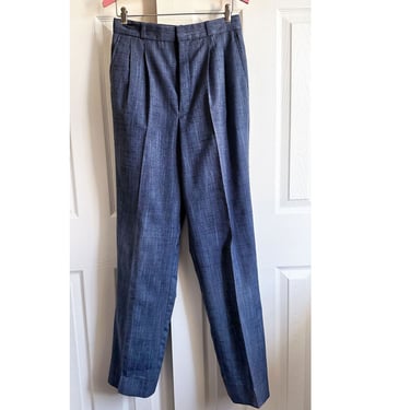 Men's Vintage Pleated TROUSER PANT Ricky Ricardo style, Gray Blue Pants 1970's 