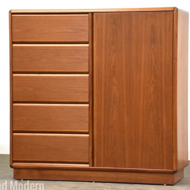 Danish Modern Teak Armoire Dresser 