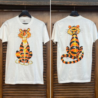 Vintage 1960’s “Campus” Label Tiger Two-Sided Pop Art Tee Shirt, 60’s T Shirt, 60’s Cartoon Print, 60’s Tiger, Vintage Clothing 