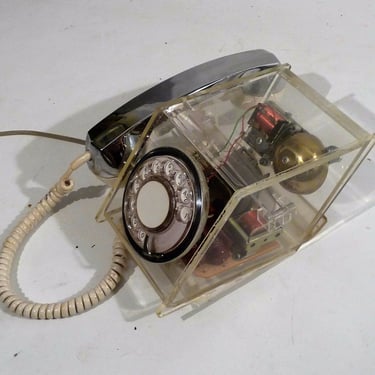 Mid Century Modern Lucite Rotary Phone Teleconcepts 1970s 