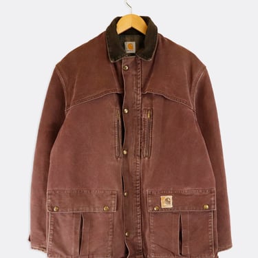 Vintage Carhartt Jacket Faded Brown Corduroy Collar Full Zip Full Button Jacket Sz XL