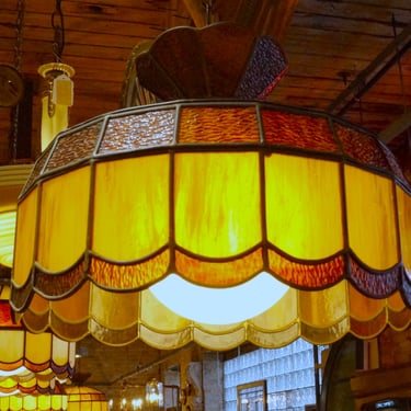 Amber and Brown Stained Glass Canopy Light