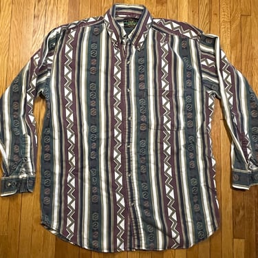 90s L Vintage Croft and Barrow Classic Collection Button Up Long Sleeve Shirt Vertical Stripe Pattern Size Large 90s 