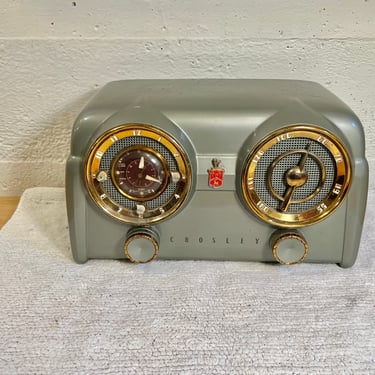 1951 Crosley D25-GN Clock Radio Alarm Green Dashboard, Elec Restored 