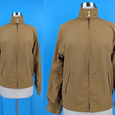 Vintage 50s Brown Cotton Canvas Zip Front Jacket - Fifties Small Zip Up Jacket 