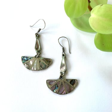 Abalone Fan Earrings Vintage