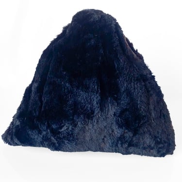 1940s Black Triangular Fur Muff Purse