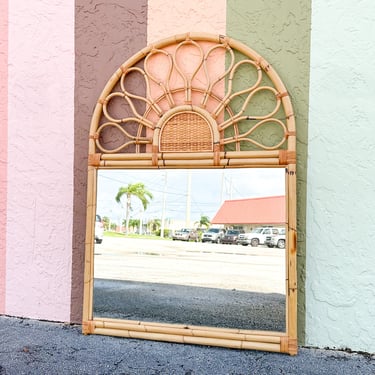 Large Whimsical Rattan Mirror