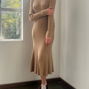 DKNY Camel Ribknit Midi Dress (L)