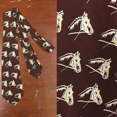 Vintage 1930’s, Cheney Cravats, Horse Print Swing Tie, Unlined, 1930’s tie, Vintage Clothing 