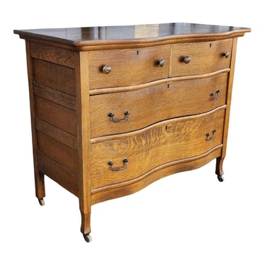 COMING SOON - Antique Oak Serpentine Front Bureau Chest of Drawers Dresser