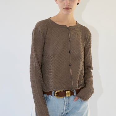 Pointelle Cardigan in Earth