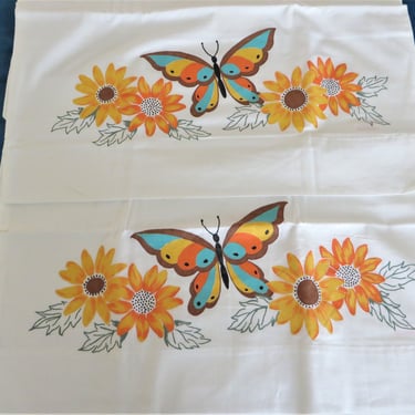 Vintage Painted Butterfly Pillow Cases - Set of 2 Butterfly Pillow Cases 