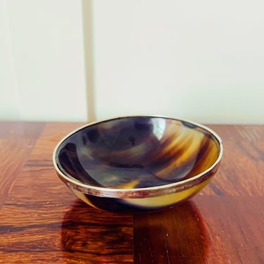 Horn Bowl with Silver Rim, Small