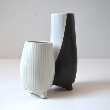 Vintage Mid Century Modern Pottery Double Vase, Japan 