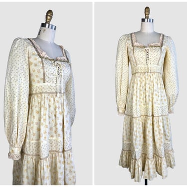 GUNNE SAX by Jessica Vintage 70s Prairie Dress | 1970s Victorian Granny Prairie Cottagecore | 70s 1970s Boho Hippie | Sm/Med Vintage Size 11 