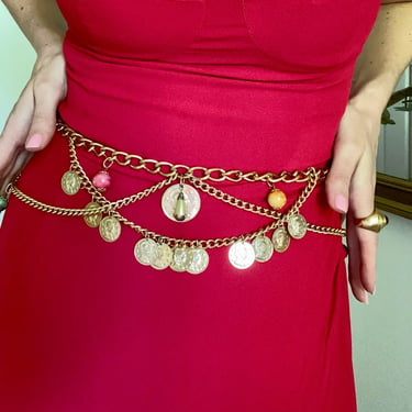 90s Gold Coin Chain Link Belt