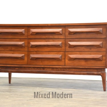 Refinished Walnut Mid Century Modern Dresser 