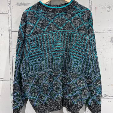XL Crewneck Sweater 80s new era  abstract Pattern Basic Essential Streetwear Casual Preppy Style Multi Color Knit Sweater size XL mod style 
