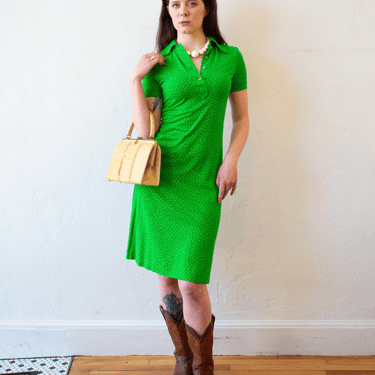 Vintage Diane Von Furstenburg Green Polka Dot Dress XS/S