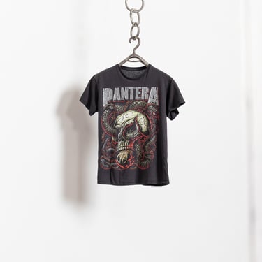 PANTERA ROCK T-SHIRT Vintage Tees Black Snake Skull Scary Halloween Small Fit Faded / Medium 