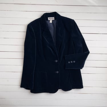navy velvet jacket 80s vintage dark blue dark academia velvet blazer 