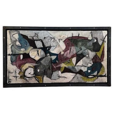 Abstract signed and dated Acrylic Painting in Metal Frame