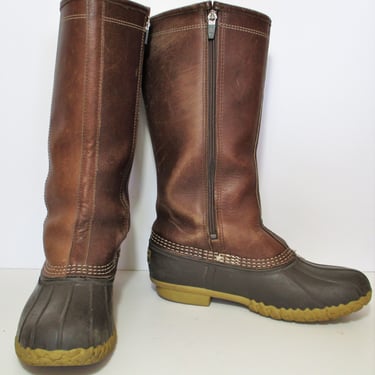 Vintage 1980s Bean Boots by L.L. Bean Knee High Duck Boots, 8M Women, Hunting Boots, Fleece lined 