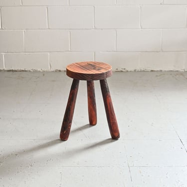 midcentury French brutalist hand carved stool