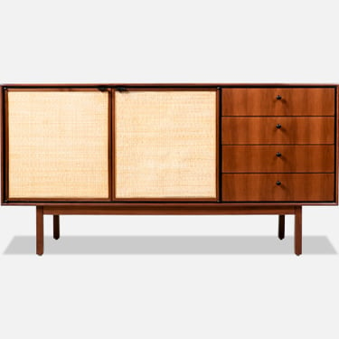 Mid-Century Modern Walnut & Cane Credenza by Jack Cartwright for Founders
