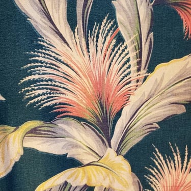 Vintage 30s/40s HUGE Cotton Barkcloth Tropical Print Fabric/Panel 