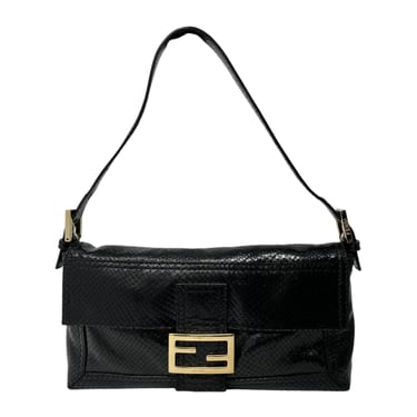 Fendi Black Snakeskin Baguette Bag