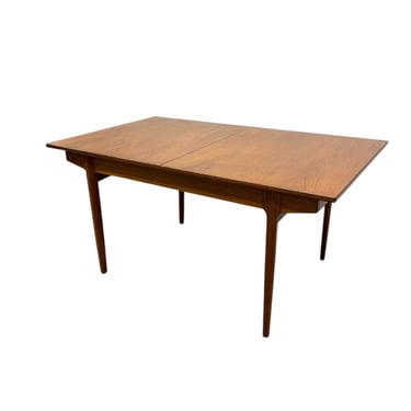 Free shipping within continental US -  Vintage Danish Modern Expanding Dining Table with Self-storing Leaf 