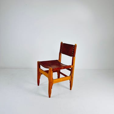 Vintage cognac leather hunting lodge chairs designed by Biermann Werner for Arte Sano 1960 