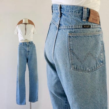 destroyed USA wrangler jeans - 35 - vintage 90s y2k blue jeans western unisex mens womens wranglers distressed rustic pants 