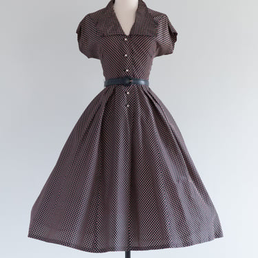 Darling 1950's Rayon Day Dress By R&amp;K Originals / Medium