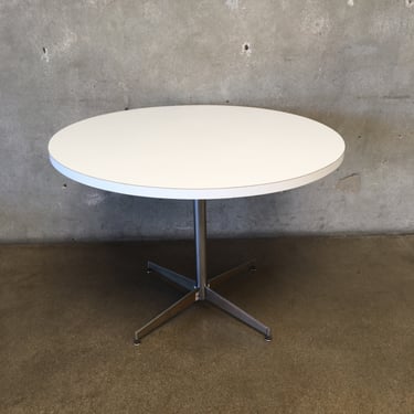 White Vintage Mid Century Round Dining / Office Table